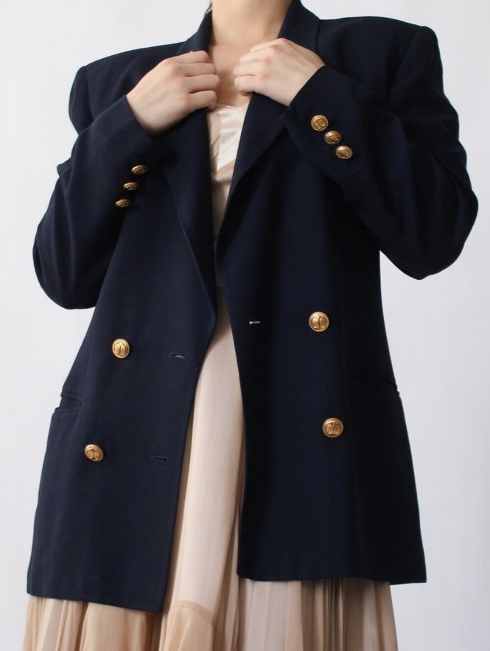 Vintage Christian Dior Navy Double-Breasted Blazer 14